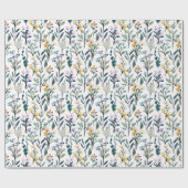 Boho Waterverf Wildbloemen Patroon schilderen Cadeaupapier (Vlak)