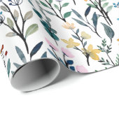 Boho Waterverf Wildbloemen Patroon schilderen Cadeaupapier (Rol Hoek)