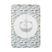 Boho Waterverf Wildbloemen Patroonmonogram Naam Badmat (Voorkant Verticaal)