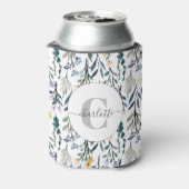 Boho Waterverf Wildbloemen Patroonmonogram Naam Blikjeskoeler (Blikje Achterkant)