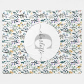 Boho Waterverf Wildbloemen Patroonmonogram Naam Fleece Deken (Voorkant (Horizontaal))
