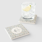 Boho Waterverf Wildbloemen Patroonmonogram Naam Stenen Onderzetter (Zijkant)