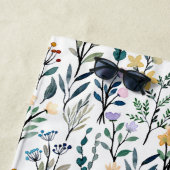 Boho Waterverf Wildbloemen Patroonmonogram Naam Strandlaken (In situ)