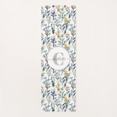Boho Waterverf Wildbloemen Patroonmonogram Naam Yogamat (Voorkant)