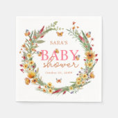 Boho Waterverf Wildbloemen Rustiek Baby shower Servet (Voorkant)