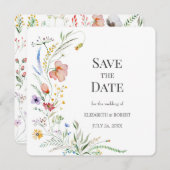 Boho Waterverf Wildbloemen sparen de Datum Kaart (Voorkant / Achterkant)