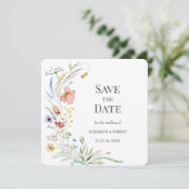 Boho Waterverf Wildbloemen sparen de Datum Kaart (Staand voorkant)
