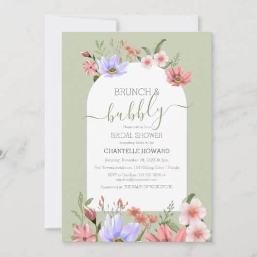 Boho Waterverf Wildbloemen Vrijgezellenfeest Kaart (Voorkant)