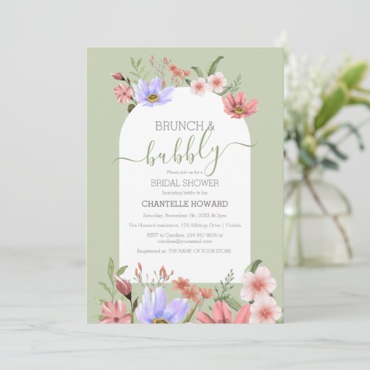 Boho Waterverf Wildbloemen Vrijgezellenfeest Kaart (Staand voorkant)