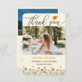 Boho waterverf wilde bloem Afstuderen 2 Foto's Bedankkaart (Voorkant / Achterkant)