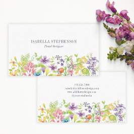 Boho Waterverf Wilde Bloem Bloemendesigner  Visitekaartje