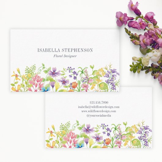 Boho Waterverf Wilde Bloem Bloemendesigner  Visitekaartje