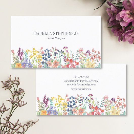 Boho Waterverf Wilde Bloem Bloemendesigner Visitekaartje