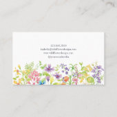 Boho Waterverf Wilde Bloem Bloemendesigner  Visitekaartje (Achterkant)