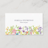 Boho Waterverf Wilde Bloem Bloemendesigner  Visitekaartje (Voorkant)