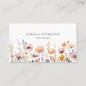 Boho Waterverf Wilde Bloem Bloemist Ontwerper Visitekaartje (Voorkant)