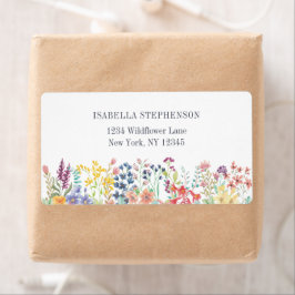 Boho Waterverf Wilde Bloem Bloemstuk  Etiket