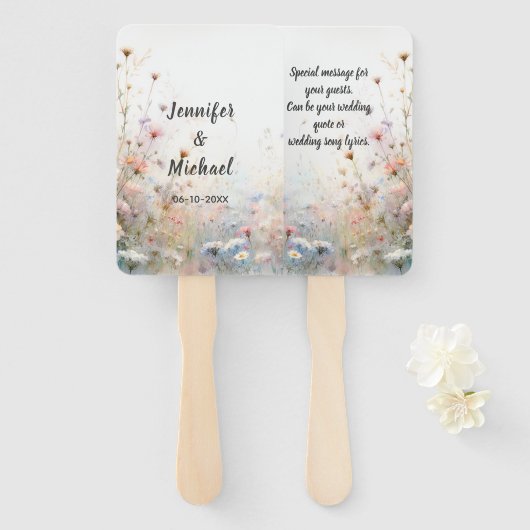 Boho Waterverf Wilde Bloem Bloemstuk Persoonlijk Handwaaier (Voorkant en achterkant)