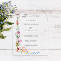 Boho Waterverf Wilde Bloem Calligrafie Bruiloft