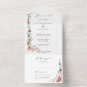 Boho Waterverf Wilde Bloem Calligrafie Bruiloft All In One Uitnodiging (Binnen)