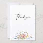 Boho Waterverf Wilde Bloem Calligrafie Bruiloft Bedankkaart (Voorkant)