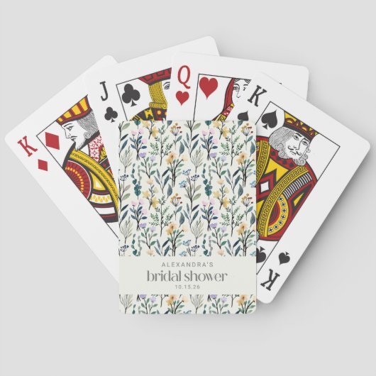 Boho Waterverf Wilde Bloem Custom Bruiloft Feest   Pokerkaarten (Achterkant)