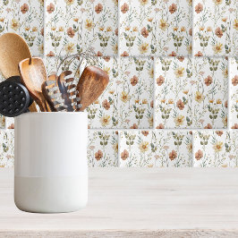 Boho Waterverf Wilde Bloem Keramiek Tegeltje