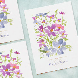 Boho Waterverf Wilde Bloem Monogram Notitiekaart