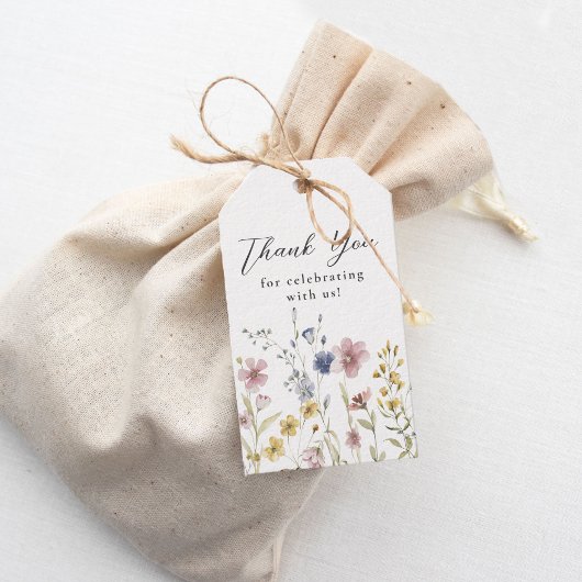 Boho Waterverf Wilde Bloemen Bloemige Dank Je Cadeaulabel