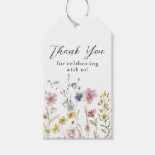 Boho Waterverf Wilde Bloemen Bloemige Dank Je Cadeaulabel (Voorkant)