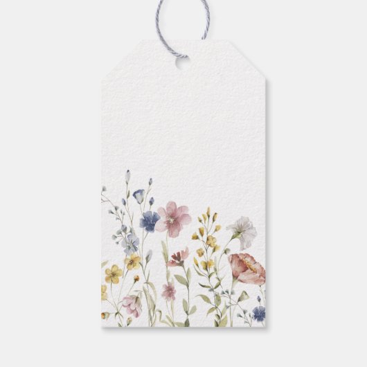 Boho Waterverf Wilde Bloemen Bloemige Dankjewel Cadeaulabel (Achterkant)