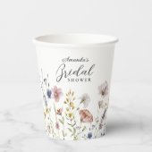 Boho Waterverf Wilde Bloemen Bruiloft Feest Papieren Bekers (Voorkant)