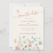 Boho waterverf wilde bloemen bruiloft save the date (Voorkant)