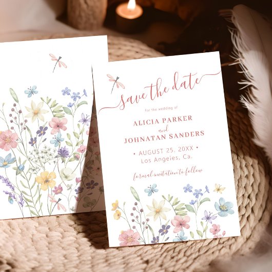 Boho waterverf wilde bloemen bruiloft save the date