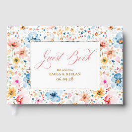Boho Waterverf Wilde Bloemen Elegante Trouw Gastenboek