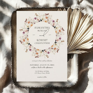 Boho waterverf wilde bloemen krans herfst aards kaart