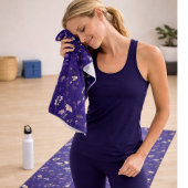 Boho Waterverf Wilde Bloemen Navy  Badhanddoek