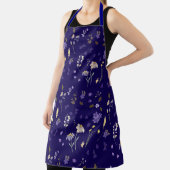 Boho Waterverf Wilde Bloemen Navy Schort (Insitu)