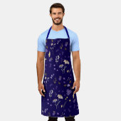 Boho Waterverf Wilde Bloemen Navy Schort (Gedragen)