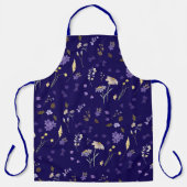 Boho Waterverf Wilde Bloemen Navy Schort (Voorkant)