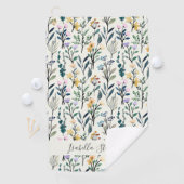 Boho-waterverf-wildebloem-verpersoonlijkte naam golfhanddoek (Insitu)