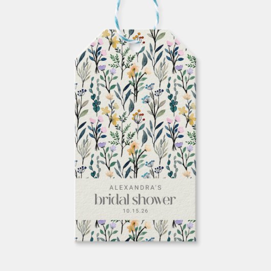 Boho Waterverf Wildflower Aangepast Vrijgezellenfe Cadeaulabel (Voorkant)
