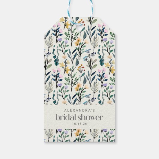 Boho Waterverf Wildflower Aangepast Vrijgezellenfe Cadeaulabel (Achterkant)