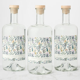 Boho Waterverf Wildflower Aangepast Vrijgezellenfe Likeurfles Etiket
