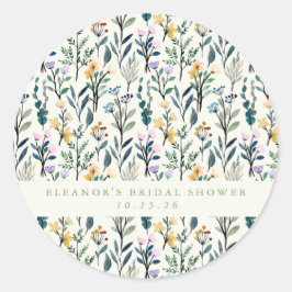 Boho Waterverf Wildflower Aangepast Vrijgezellenfe Ronde Sticker