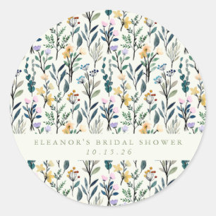 Boho Waterverf Wildflower Aangepast Vrijgezellenfe Ronde Sticker