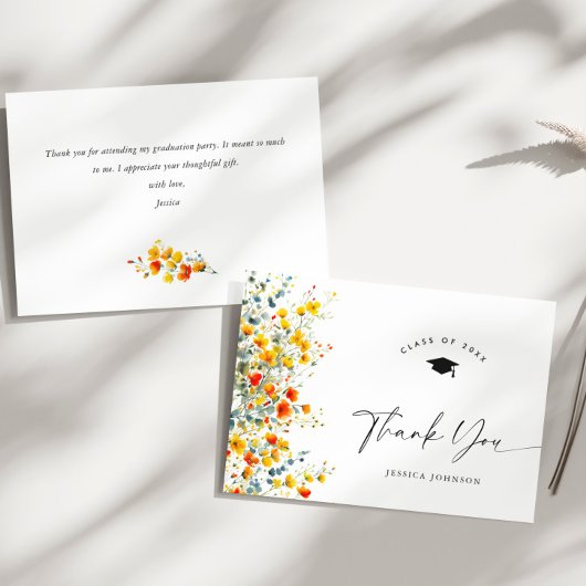 Boho Waterverf Wildflower Afstuderen Bedankkaart