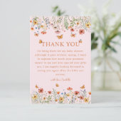 Boho Waterverf Wildflower Baby shower Dank u Bedankkaart (Staand voorkant)