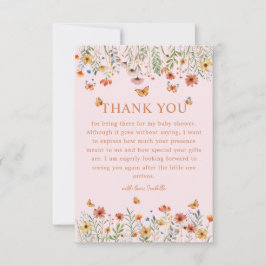 Boho Waterverf Wildflower Baby shower Dank u Bedankkaart