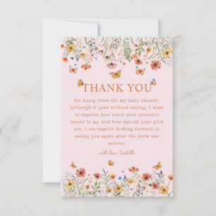 Boho Waterverf Wildflower Baby shower Dank u Bedankkaart